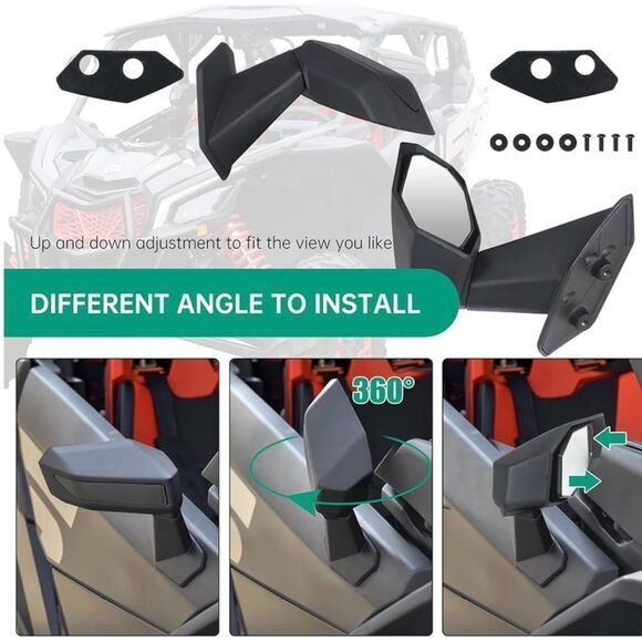 Front Door Rear View Side Mirrors Compatible Can Am Maverick X3/X3 MAX 2017-2021 - Picture 6 of 16